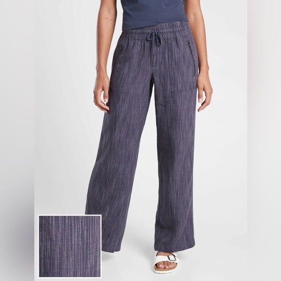 Athleta Cabo Linen Textured Wide Leg Pant - Picture 1 of 10